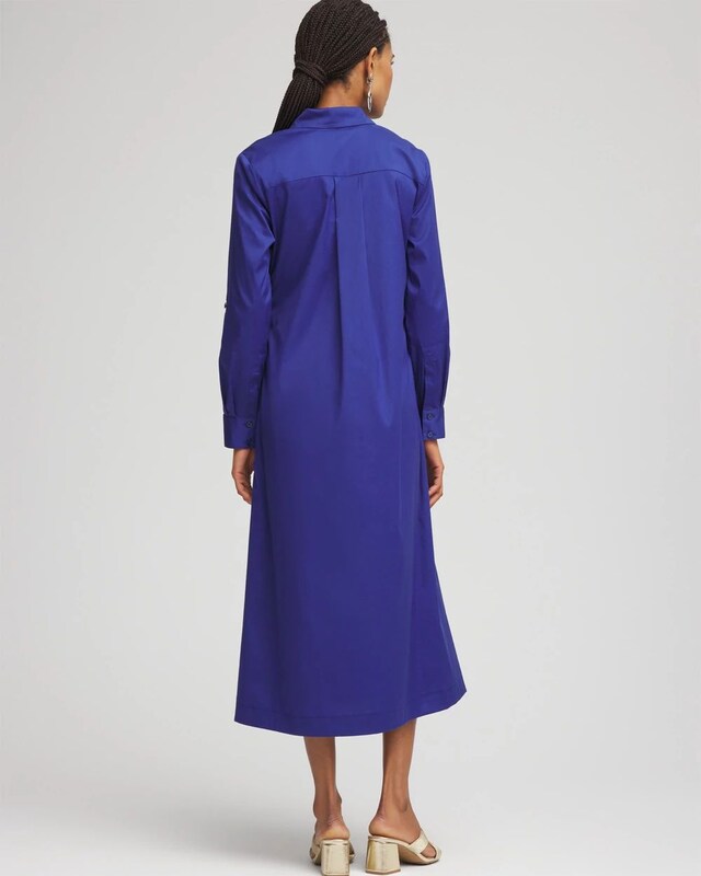 Wrap Belt Poplin Midi Shirtdress - image 3